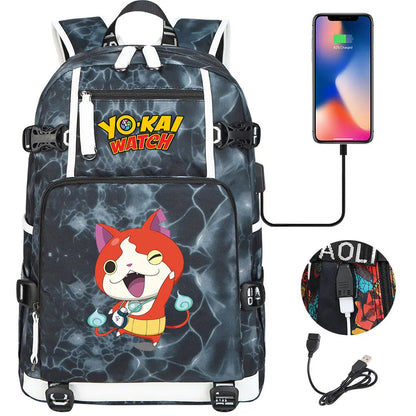 New Anime Yo Kai Watch USB Boy Girl Book School Bags Large Capacity Teenagers Schoolbags Women Men Travel Laptop Backpack