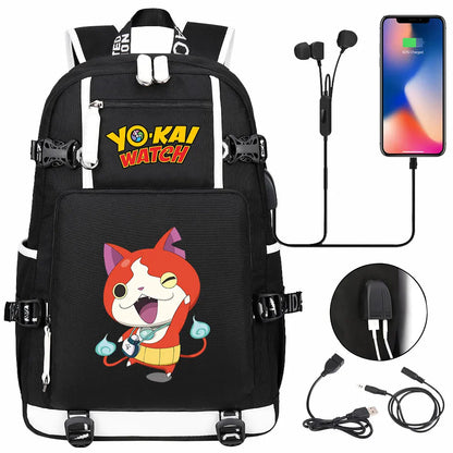 New Anime Yo Kai Watch USB Boy Girl Book School Bags Large Capacity Teenagers Schoolbags Women Men Travel Laptop Backpack