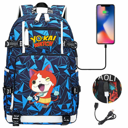 New Anime Yo Kai Watch USB Boy Girl Book School Bags Large Capacity Teenagers Schoolbags Women Men Travel Laptop Backpack