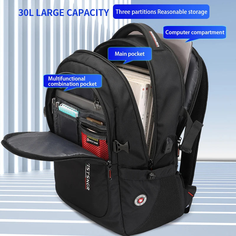 New Anti-Theft Business Backpack Men Fashion Waterproof Travel 17.3 Inch Laptop Backpacks School Bags 2024 Kids Male Mochila