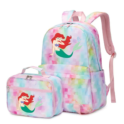 New Ariel Princess The Little Mermaid 2Pcs Boy Girl Kids School Book Bags Travel Backpack Lunch Bag for Student Teenagers Sets