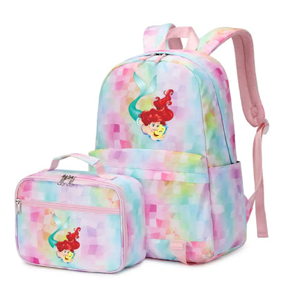 New Ariel Princess The Little Mermaid 2Pcs Boy Girl Kids School Book Bags Travel Backpack Lunch Bag for Student Teenagers Sets