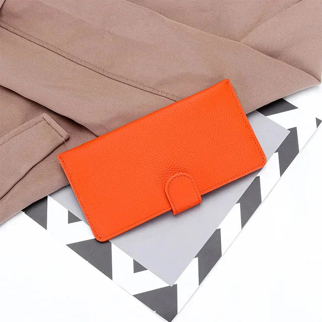 New Arrival 2024 Women's Long Genuine Leather Large Capacity Wallets with Phone Pocket Simple Envelope Clutch Purse