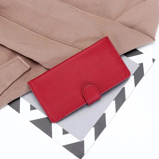 New Arrival 2024 Women's Long Genuine Leather Large Capacity Wallets with Phone Pocket Simple Envelope Clutch Purse