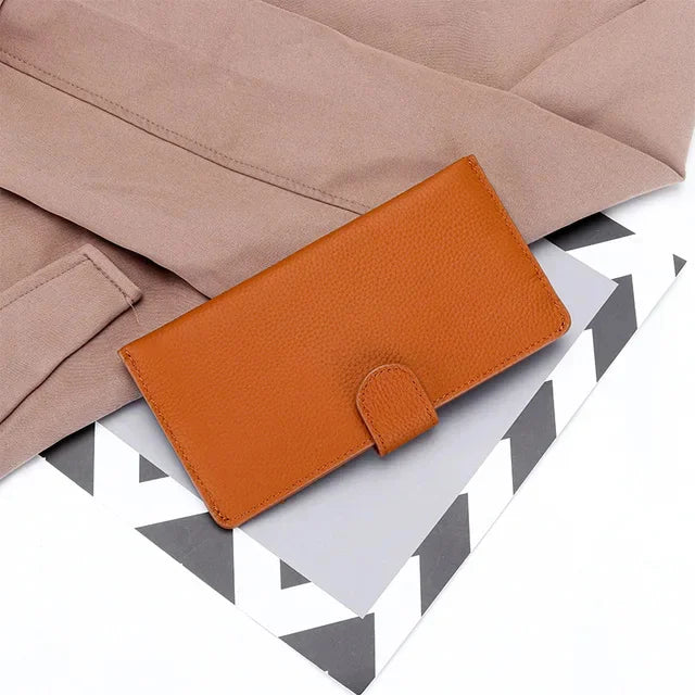 New Arrival 2024 Women's Long Genuine Leather Large Capacity Wallets with Phone Pocket Simple Envelope Clutch Purse