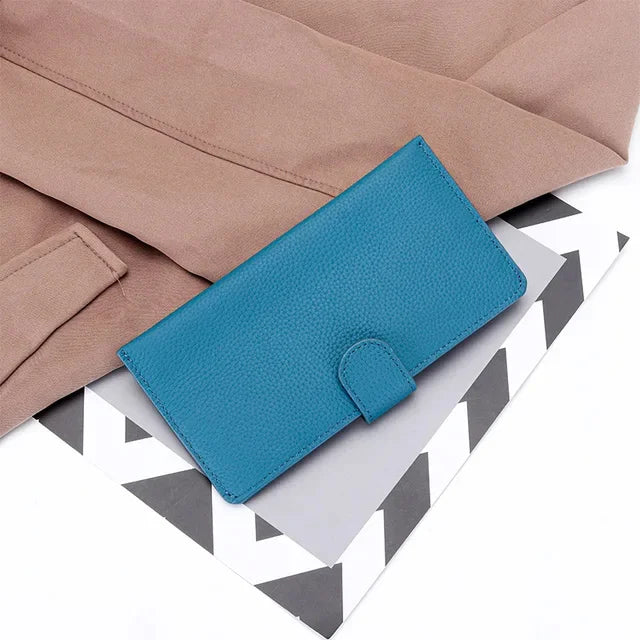 New Arrival 2024 Women's Long Genuine Leather Large Capacity Wallets with Phone Pocket Simple Envelope Clutch Purse