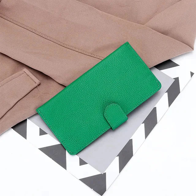 New Arrival 2024 Women's Long Genuine Leather Large Capacity Wallets with Phone Pocket Simple Envelope Clutch Purse