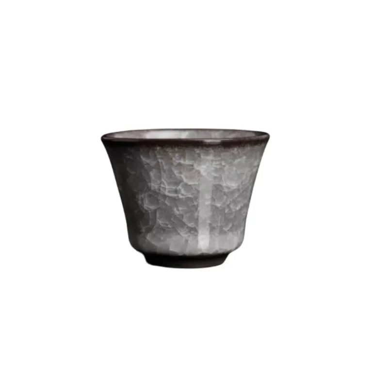 New Arrival Ceramic Black Ice Flower Tea Cup Cracked Ice Tea Bowl High-end Tea Cup with Split Bottom