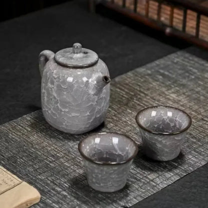 New Arrival Ceramic Black Ice Flower Tea Cup Cracked Ice Tea Bowl High-end Tea Cup with Split Bottom