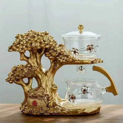 New Arrival Creative Cash Cow Glass Teapot Automatic Tea Set Heat-resistant Tea Infuser Turkish Drip Making Pot With Base