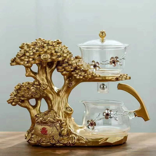 New Arrival Creative Cash Cow Glass Teapot Automatic Tea Set Heat-resistant Tea Infuser Turkish Drip Making Pot With Base