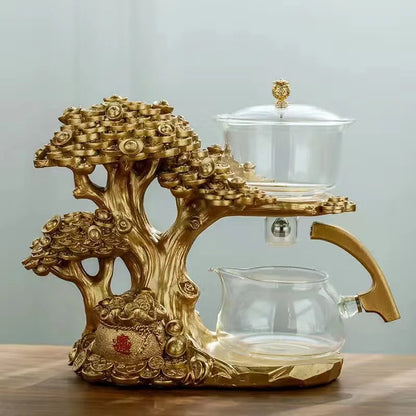 New Arrival Creative Cash Cow Glass Teapot Automatic Tea Set Heat-resistant Tea Infuser Turkish Drip Making Pot With Base