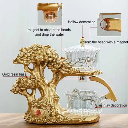 New Arrival Creative Cash Cow Glass Teapot Automatic Tea Set Heat-resistant Tea Infuser Turkish Drip Making Pot With Base