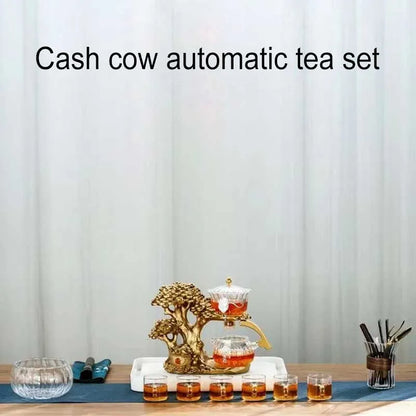 New Arrival Creative Cash Cow Glass Teapot Automatic Tea Set Heat-resistant Tea Infuser Turkish Drip Making Pot With Base