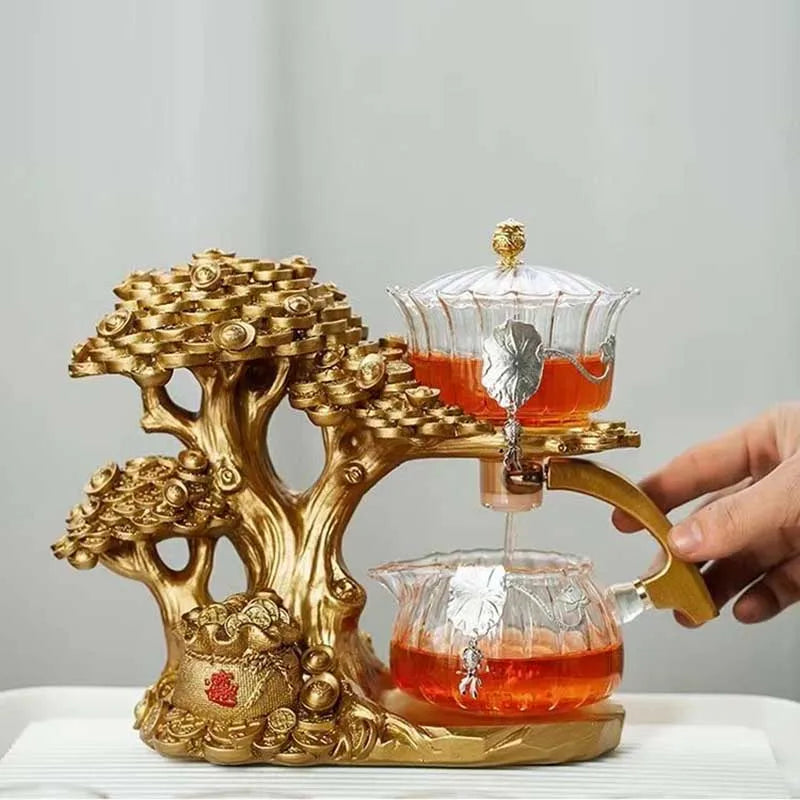 New Arrival Creative Cash Cow Glass Teapot Automatic Tea Set Heat-resistant Tea Infuser Turkish Drip Making Pot With Base