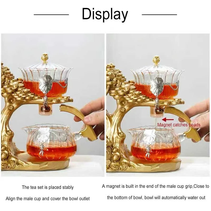 New Arrival Creative Cash Cow Glass Teapot Automatic Tea Set Heat-resistant Tea Infuser Turkish Drip Making Pot With Base