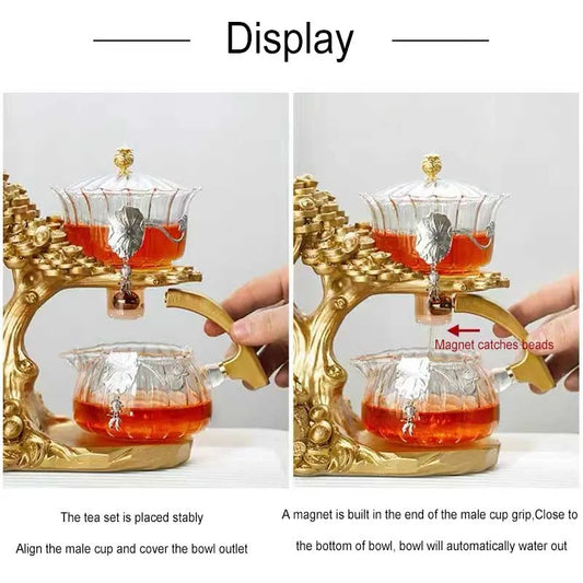 New Arrival Creative Cash Cow Glass Teapot Automatic Tea Set Heat-resistant Tea Infuser Turkish Drip Making Pot With Base