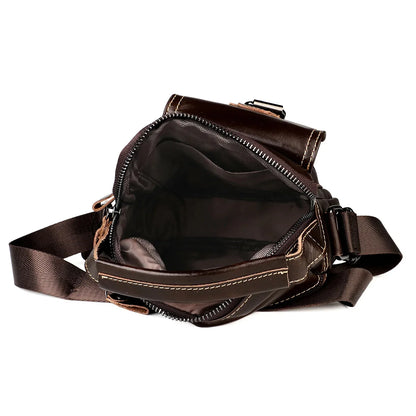 New Arrival Genuine Leather Men's Shoulder Vertical Casual Fashion Trendy Small Crossbody Bag for Phone Outdoor