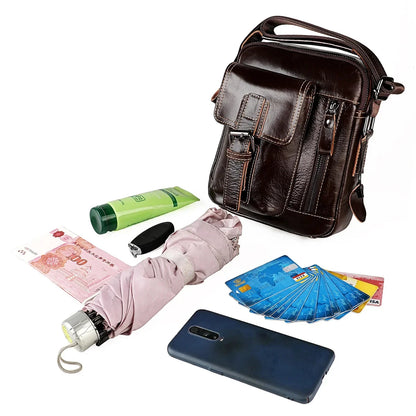 New Arrival Genuine Leather Men's Shoulder Vertical Casual Fashion Trendy Small Crossbody Bag for Phone Outdoor