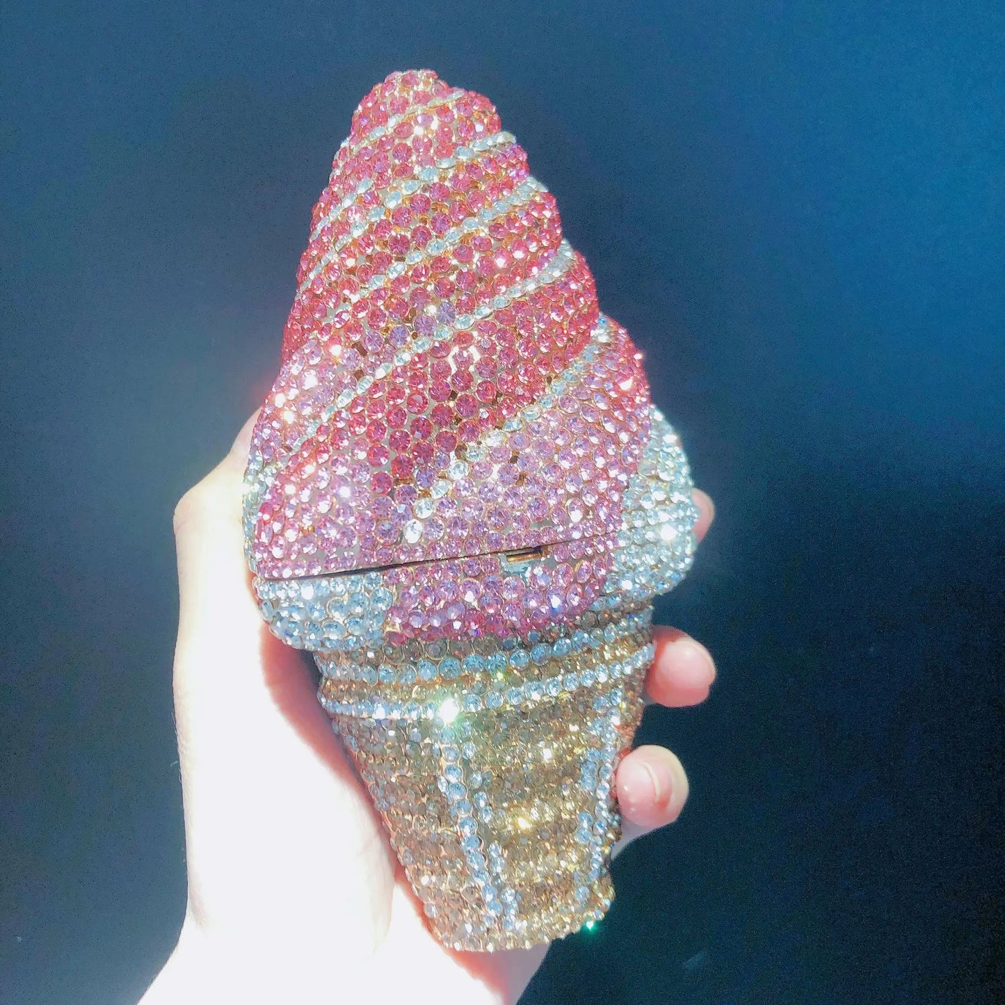 New Arrival Ice Cream Clutches Woman Colorful Crystal Purse Birthday Prom Diamond Handbag Wedding Bridal Party Gift Evening Bag