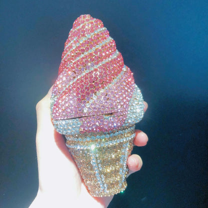 New Arrival Ice Cream Clutches Woman Colorful Crystal Purse Birthday Prom Diamond Handbag Wedding Bridal Party Gift Evening Bag