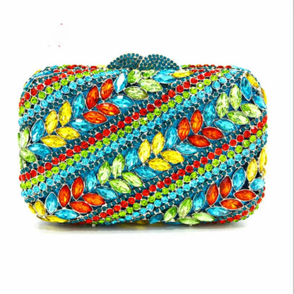 New Arrival Multicolored Crystal Stone Woman Evening Bag Wedding Bridal Banquet Party Gala Diamond Purse Rhinestone Prom Handbag