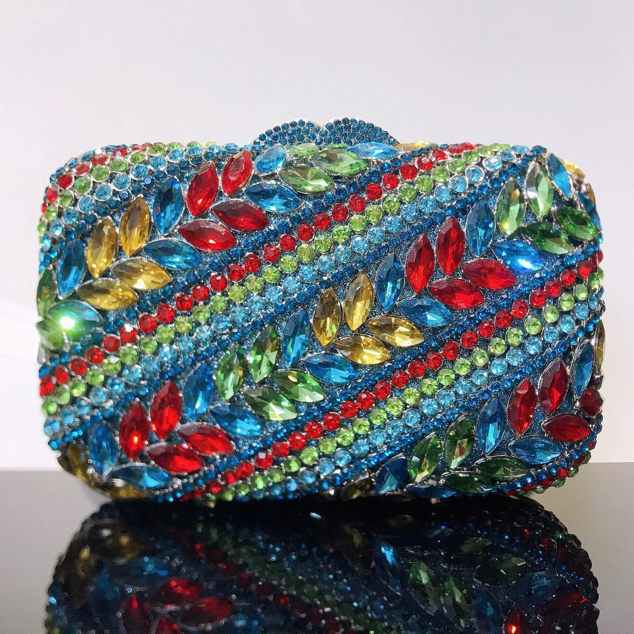 New Arrival Multicolored Crystal Stone Woman Evening Bag Wedding Bridal Banquet Party Gala Diamond Purse Rhinestone Prom Handbag