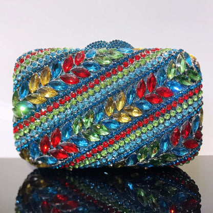 New Arrival Multicolored Crystal Stone Woman Evening Bag Wedding Bridal Banquet Party Gala Diamond Purse Rhinestone Prom Handbag