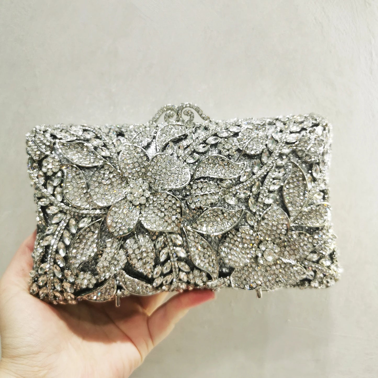 New Arrival Wedding Bridal Flower Diamond Purse Woman Floral Crystal Gala Party Evening Bag Rhinestone Birthday Gift Handbag