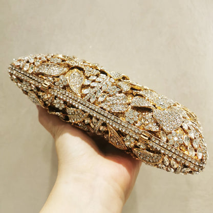 New Arrival Wedding Bridal Flower Diamond Purse Woman Floral Crystal Gala Party Evening Bag Rhinestone Birthday Gift Handbag