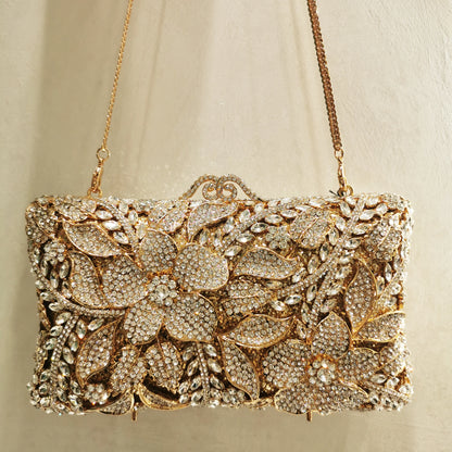 New Arrival Wedding Bridal Flower Diamond Purse Woman Floral Crystal Gala Party Evening Bag Rhinestone Birthday Gift Handbag