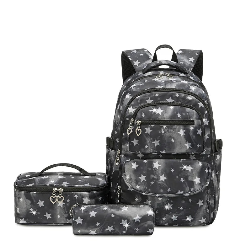 New Backpack for Kids Girls School Backpack with Lunch Box Teens Girls Bookbags Set Children's Waterproof Schoolbag Mochilas