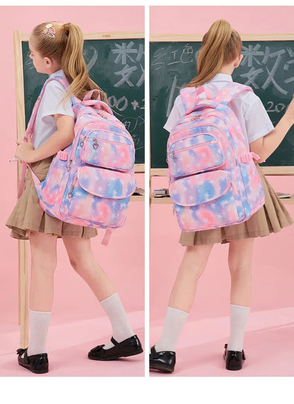 New Backpack for Kids Girls School Backpack with Lunch Box Teens Girls Bookbags Set Children's Waterproof Schoolbag Mochilas