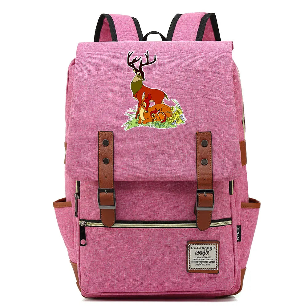New  Bambi Boys Girls Kids Student School Book Bags Teenagers Canvas Women Bagpack Men Laptop Travel Backpack
