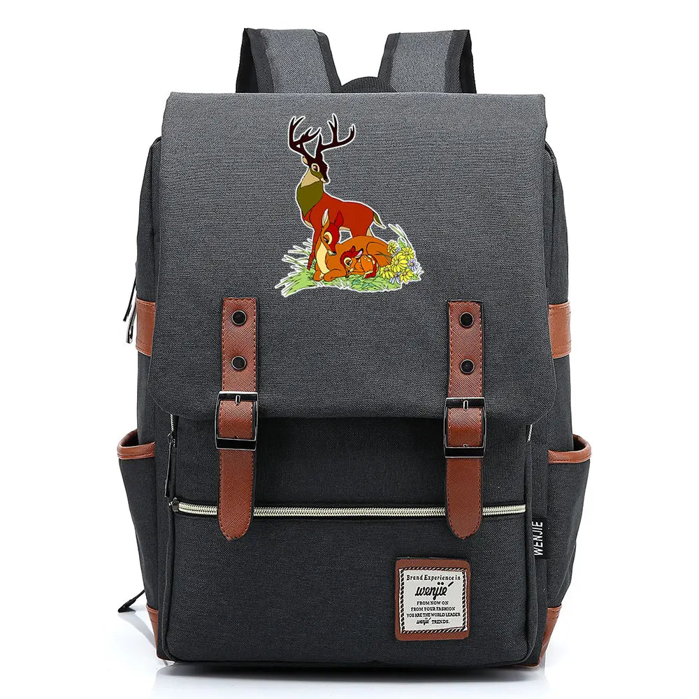 New  Bambi Boys Girls Kids Student School Book Bags Teenagers Canvas Women Bagpack Men Laptop Travel Backpack