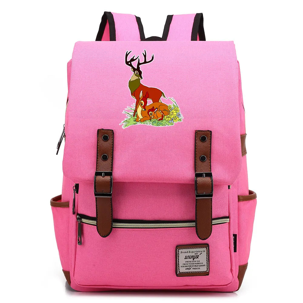 New  Bambi Boys Girls Kids Student School Book Bags Teenagers Canvas Women Bagpack Men Laptop Travel Backpack