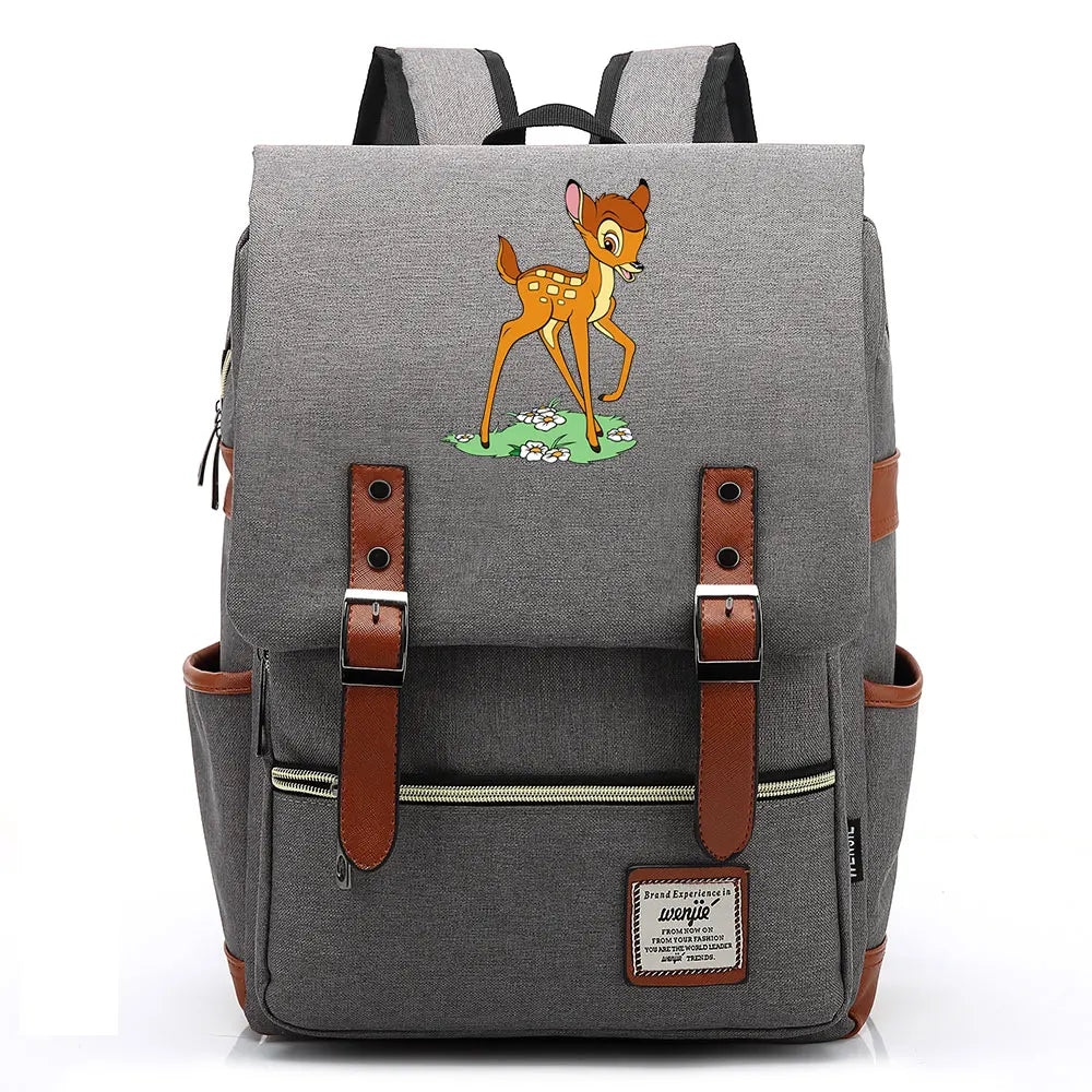 New  Bambi Boys Girls Kids Student School Book Bags Teenagers Canvas Women Bagpack Men Laptop Travel Backpack