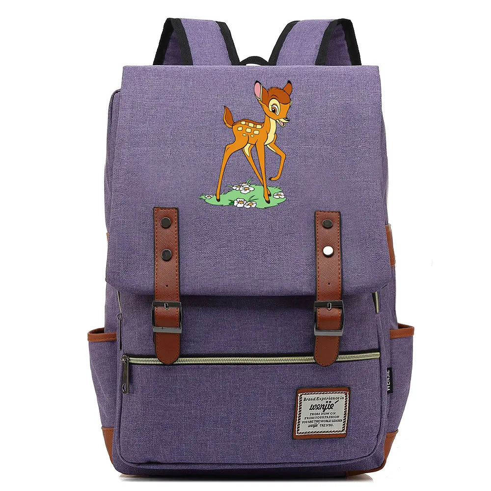 New  Bambi Boys Girls Kids Student School Book Bags Teenagers Canvas Women Bagpack Men Laptop Travel Backpack