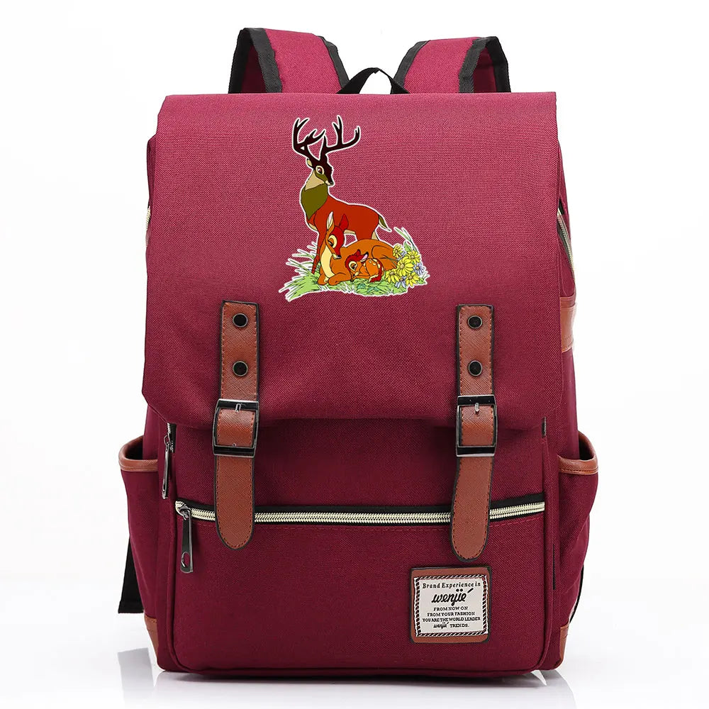 New  Bambi Boys Girls Kids Student School Book Bags Teenagers Canvas Women Bagpack Men Laptop Travel Backpack