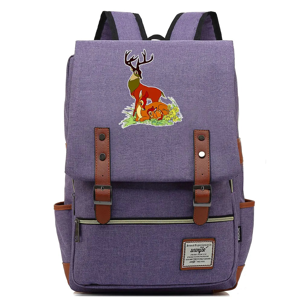 New  Bambi Boys Girls Kids Student School Book Bags Teenagers Canvas Women Bagpack Men Laptop Travel Backpack