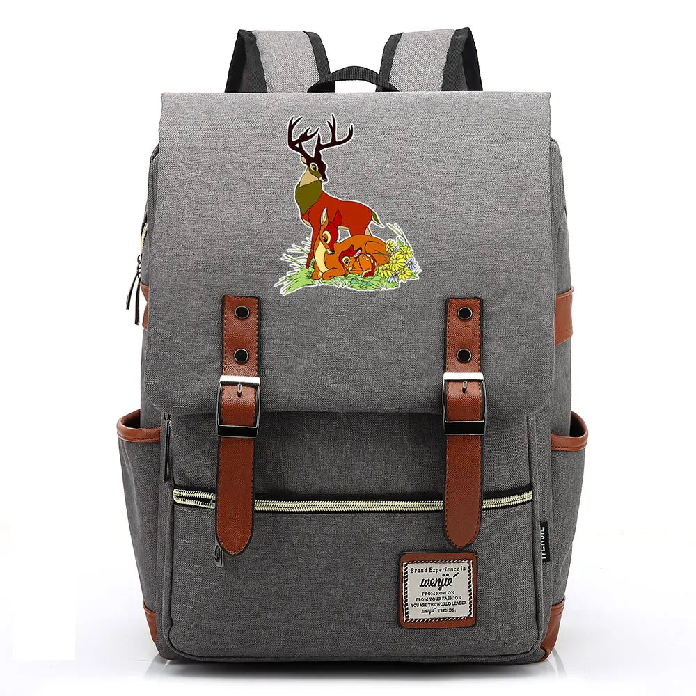 New  Bambi Boys Girls Kids Student School Book Bags Teenagers Canvas Women Bagpack Men Laptop Travel Backpack