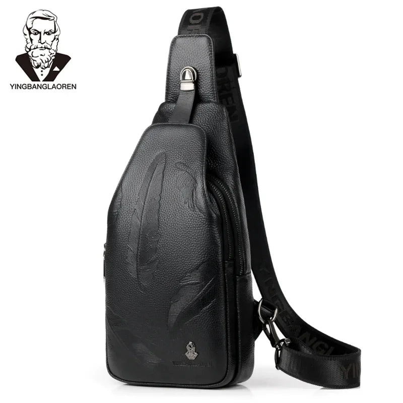 New Brand Hot Sale Men's Casual Genuine Leather Chest Luxury Cowhide Sling Crossbody Multi Functional Shoulder Bag