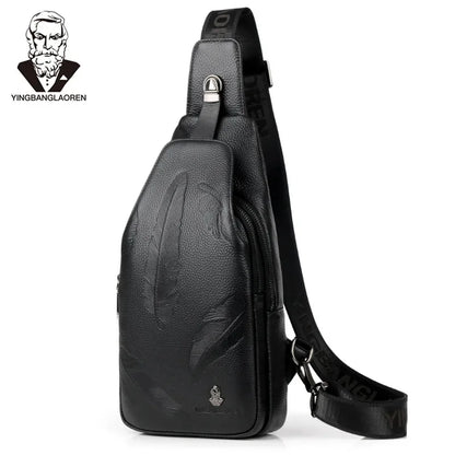 New Brand Hot Sale Men's Casual Genuine Leather Chest Luxury Cowhide Sling Crossbody Multi Functional Shoulder Bag