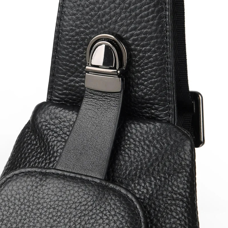 New Brand Hot Sale Men's Casual Genuine Leather Chest Luxury Cowhide Sling Crossbody Multi Functional Shoulder Bag
