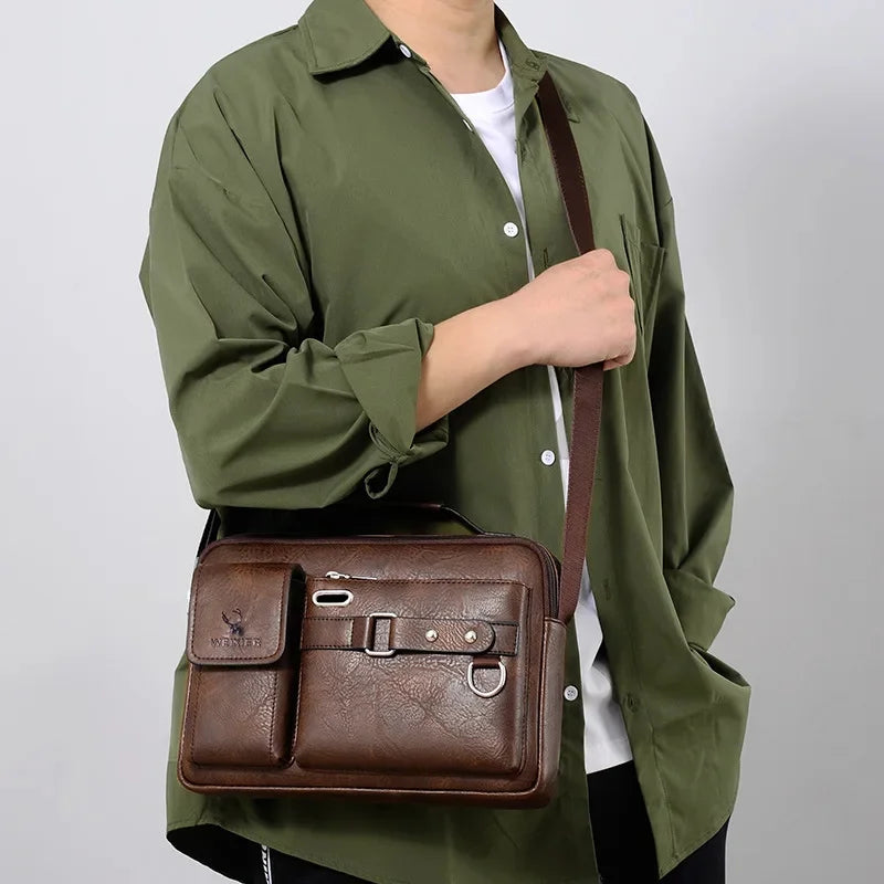 New Brand Shoulder for 10.4" Ipad PU Leather Men Casual Business Handbags Messenger s Fashion Man Crossbody Bag