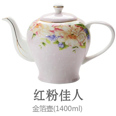 New British Bone China Coffee Pot European Style Afternoon Tea Teaset Ceramic Teapot Coffee Pot Porcelain Flower Tea Pots