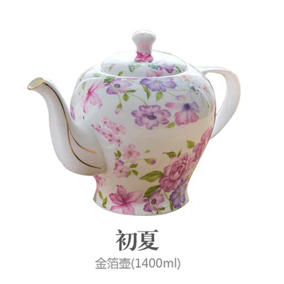 New British Bone China Coffee Pot European Style Afternoon Tea Teaset Ceramic Teapot Coffee Pot Porcelain Flower Tea Pots