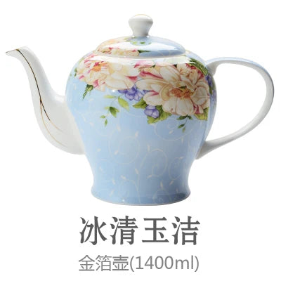 New British Bone China Coffee Pot European Style Afternoon Tea Teaset Ceramic Teapot Coffee Pot Porcelain Flower Tea Pots