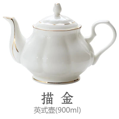 New British Bone China Coffee Pot European Style Afternoon Tea Teaset Ceramic Teapot Coffee Pot Porcelain Flower Tea Pots