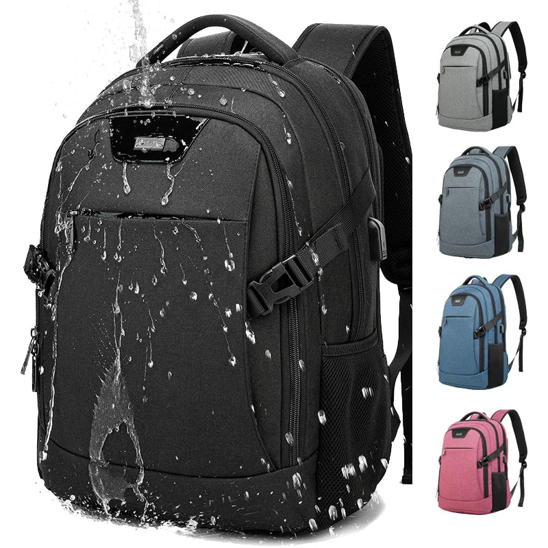 New Business Backpack for Men Lightweight Waterproof 15.6 Inch USB Charge Travel Laptop Backpacks Fashion School Bag Boys Teenag